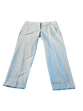 J. Crew Light Blue and White City Fit Capri Pants Size 12